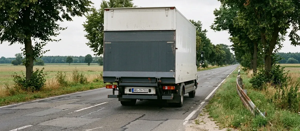 Beladener Umzugswagen auf der Bundesstraße 1 und 5 zwischen Fredersdorf-Vogelsdorf und den Nachbargemeinden